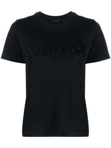 Logo-embroidery cotton T-shirt