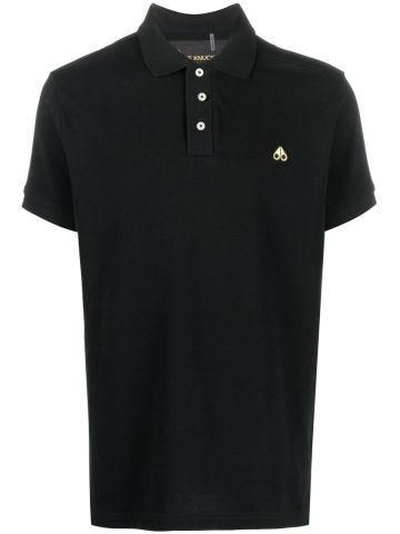Black logo-patch polo shirt