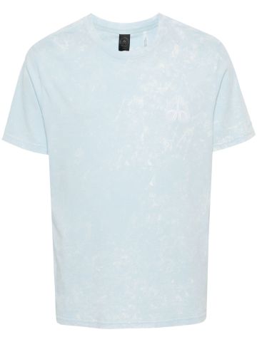 Light blue logo-printed bleach-effect T-shirt