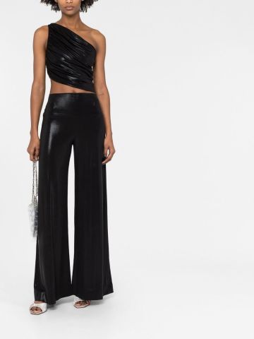 High-waisted flared trousers