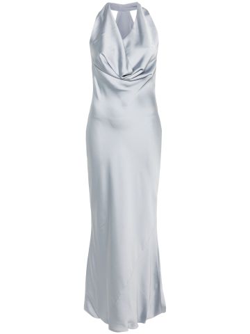 Silver halterneck crepe maxi dress