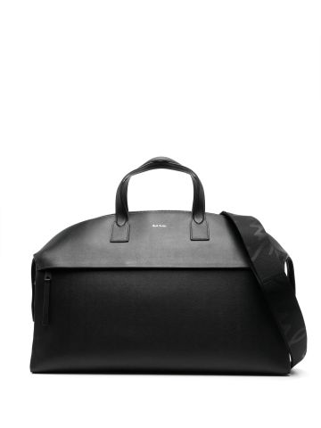 Logo-stamp leather duffle bag