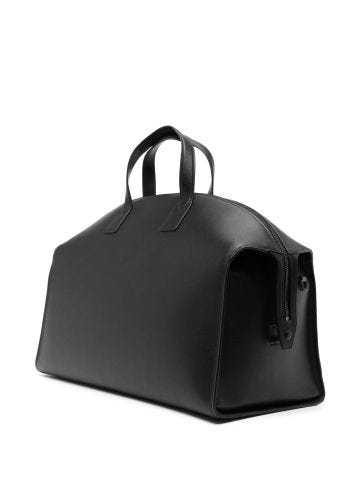 Logo-stamp leather duffle bag
