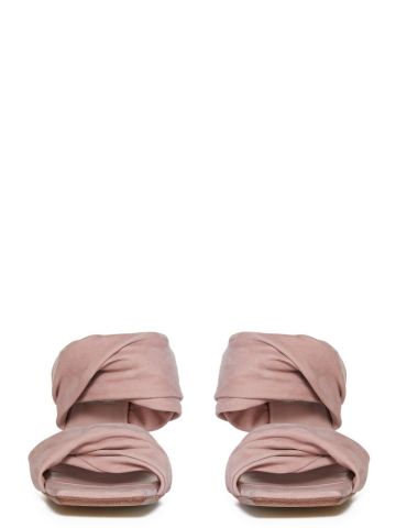 Lido Cantilever 8 twisted sandal in dusty pink nubuck