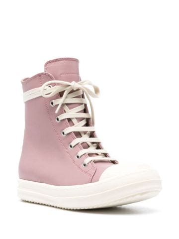 Sneakers stringate in pelle rosa