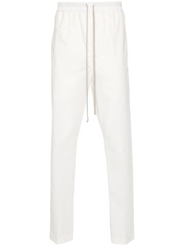 White tapered-leg cotton trousers