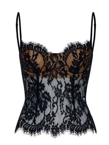 Scallop-edged lace bustier top