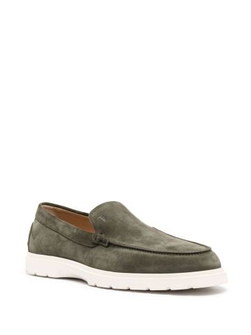 Green suede loafers