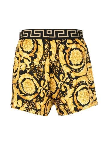 Barocco print silk boxer shorts