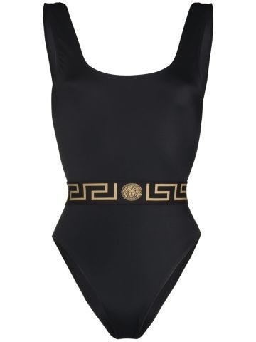 Black Greca one-piece swimsuit