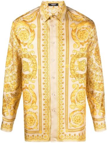 Barocco-print silk shirt
