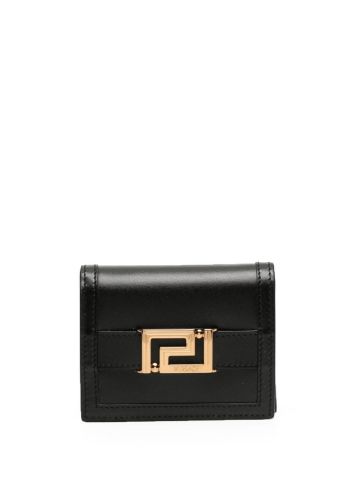 Black bi-fold wallet Greca Goddess