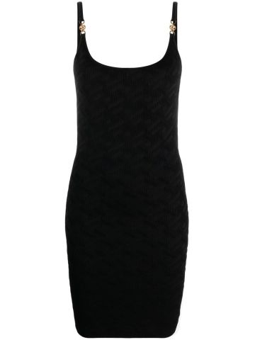 Black short dress with La Greca pattern