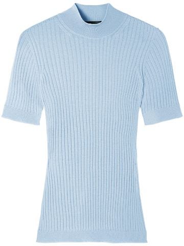 Light blue ribbed-knit wool top