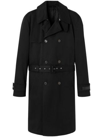 Logo-patch double-breasted trench coat