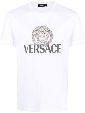 T-shirt bianca con stampa testa di Medusa