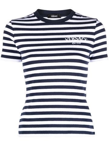 Logo-embroidered striped T-shirt