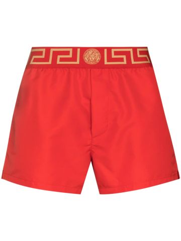 Red swimsuit with Greek motif