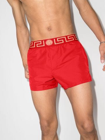 Red swimsuit with Greek motif