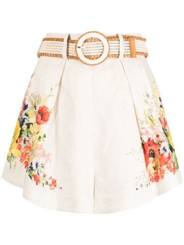 Alight floral-print linen shorts