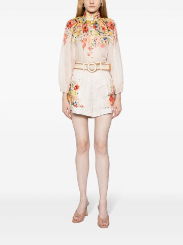 Alight floral-print linen blouse