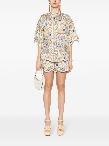 Junie embroidered floral-print shirt