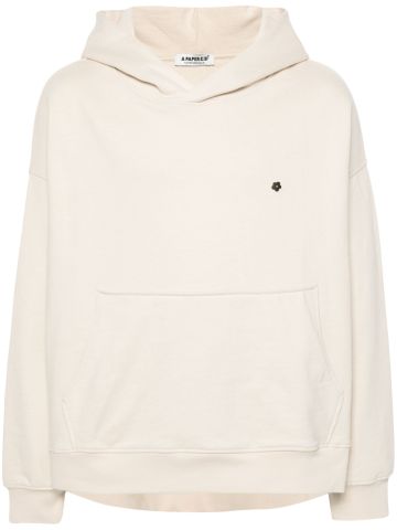 Brooch-detail cotton hoodie