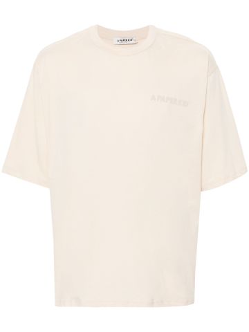 Beige T-shirt with logo print