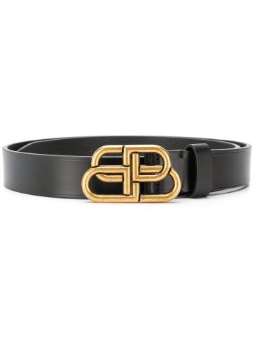 Black BB belt with gold logo plaque