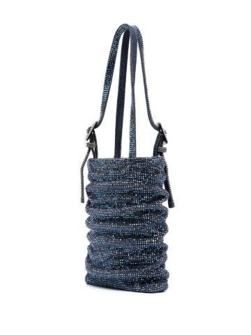 Rhinestone-embellished ruched mini bag