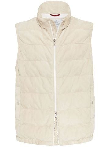 Padded suede gilet