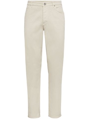 Straight-leg stretch-cotton trousers