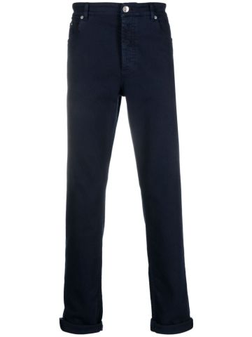 Mid-rise cotton straight jeans