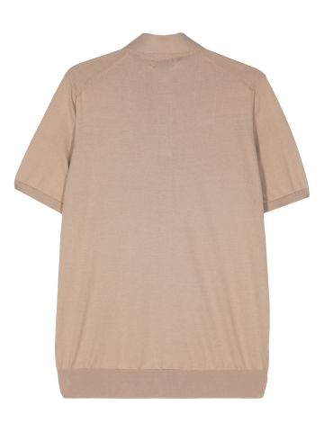 Beige ribbed polo shirt