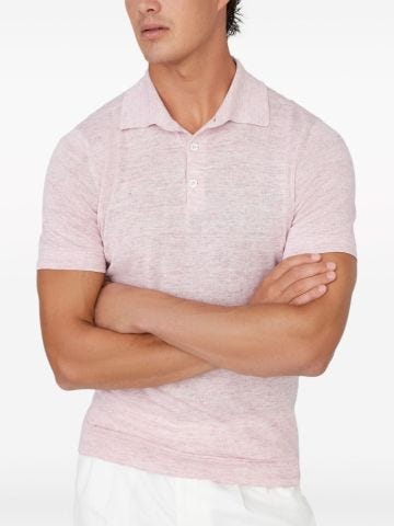 Pink polo shirt with ribbed collar