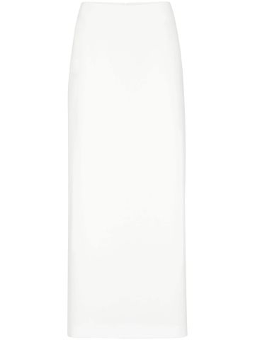 White cotton straight maxi skirt