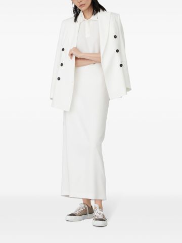 White cotton straight maxi skirt