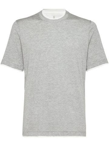 Layered crew-neck T-shirt