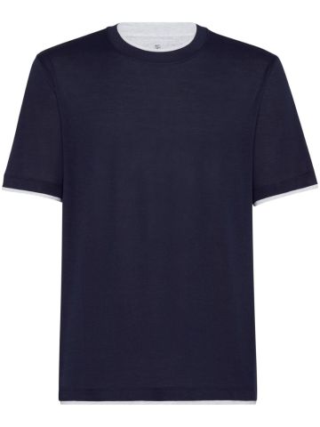 Layered-design silk-blend T-shirt