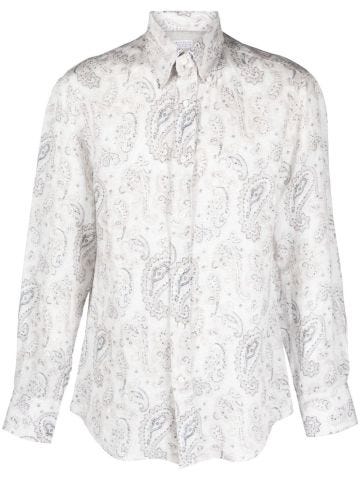 Paisley-print linen shirt