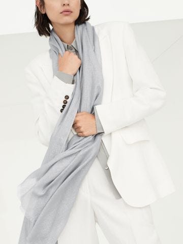 Frayed-edge cashmere-blend scarf