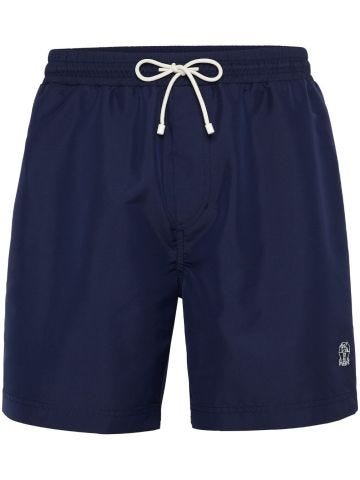 Blue Logo-embroidered drawtsring swim shorts