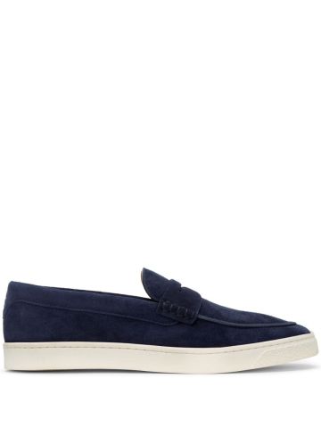 Blue Suede penny loafers