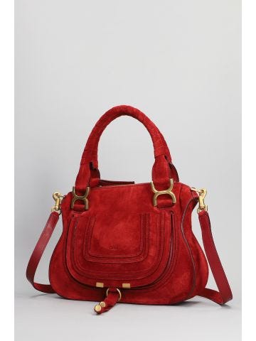 Red Suede Mercie Shoulder Bag