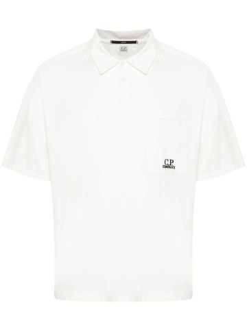 White logo-embroidered polo shirt