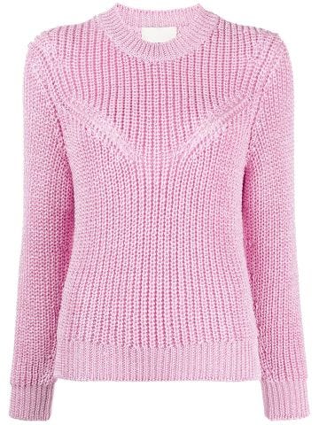 Pink crew-neck knit jumper