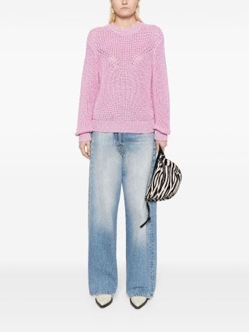 Pink crew-neck knit jumper