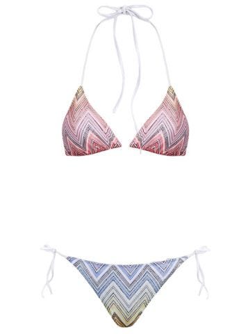 Chevron-print triangle-cup bikini set