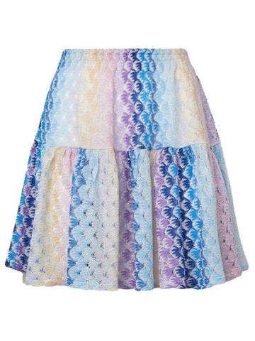 Decgradé lace-effect ruffle miniskirt