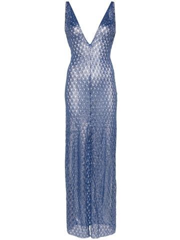 Blue crochet-knit maxi dress